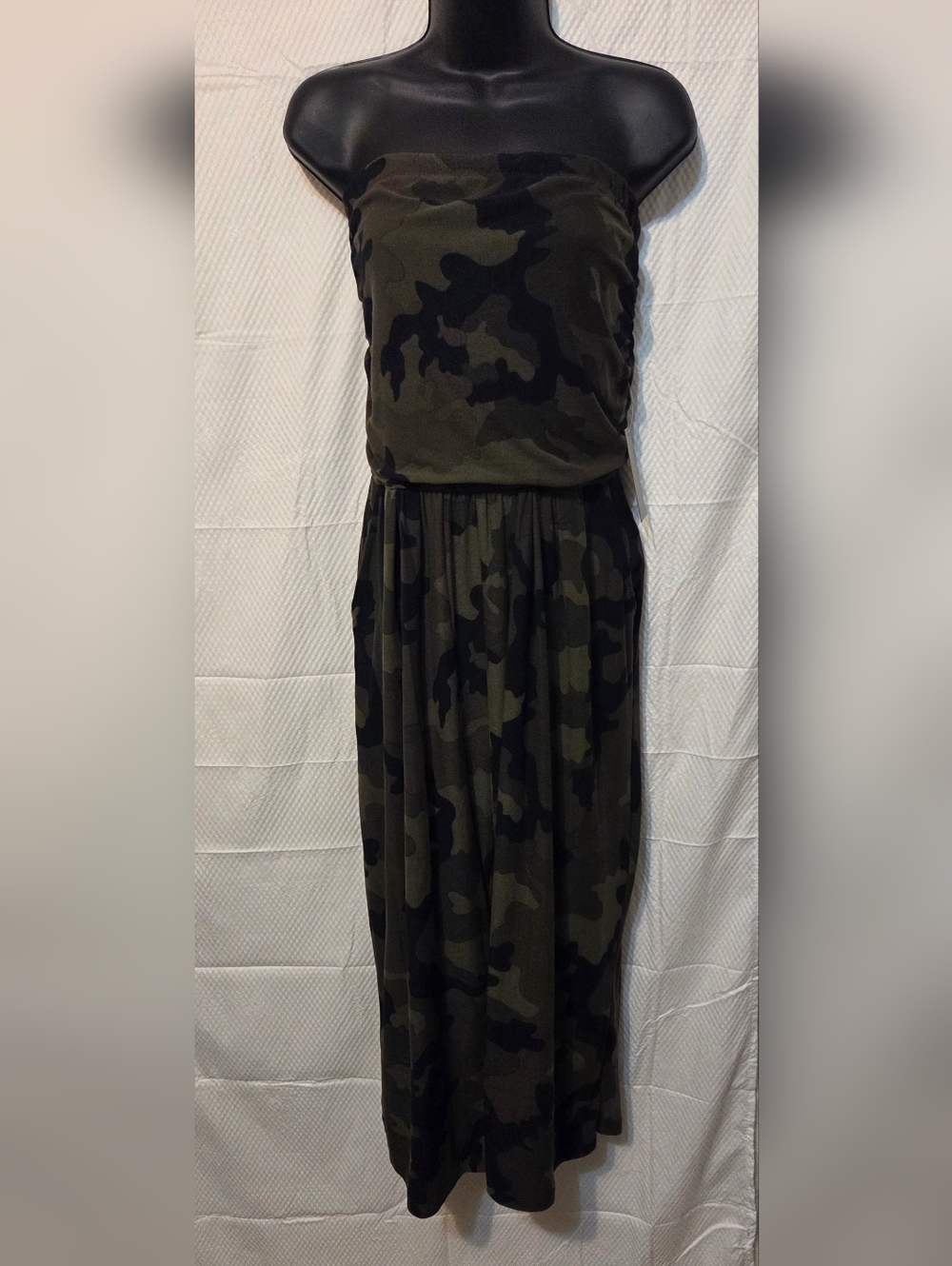 Strapless Camo Maxi Dress - Olive & Black